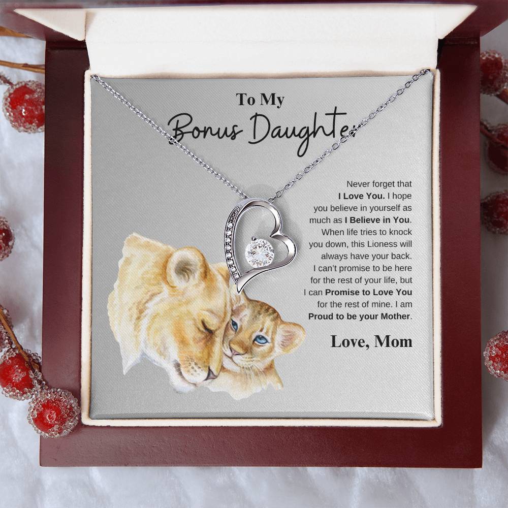 To My Bonus Daughter Love Mom | Forever Love Necklace
