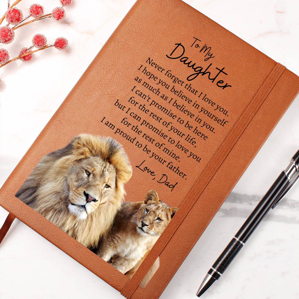 To My Daughter - Love Dad | Leather Journal | Lion & Lion Cub