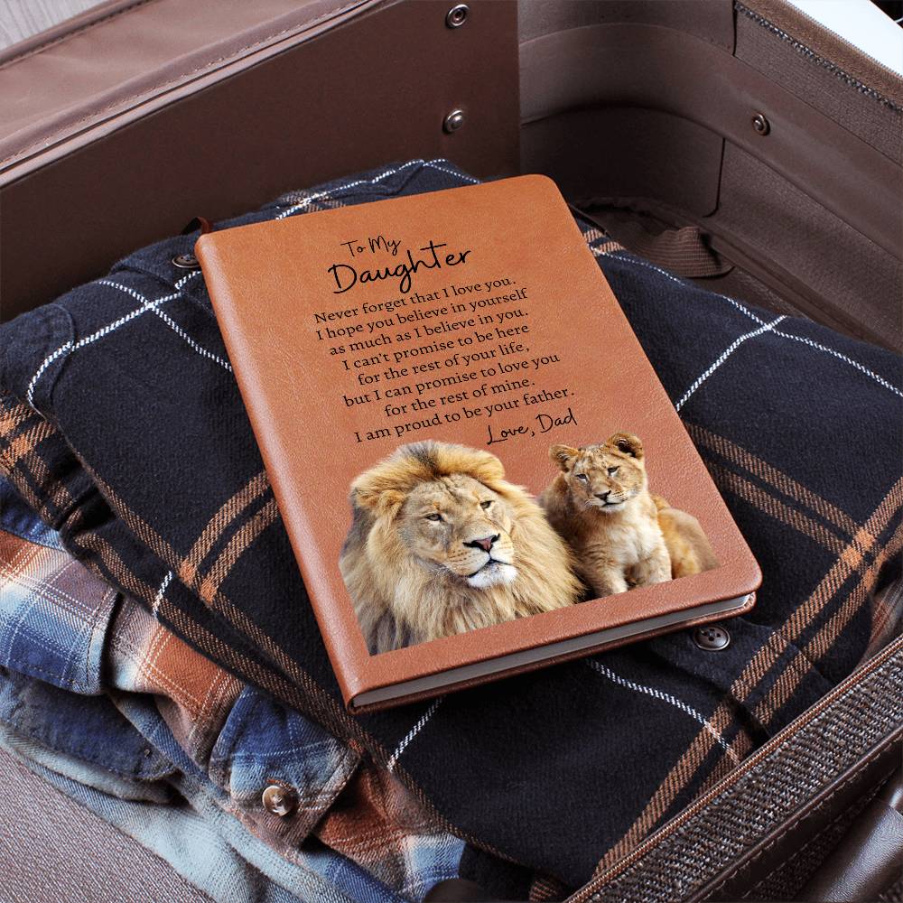 To My Daughter - Love Dad | Leather Journal | Lion & Lion Cub