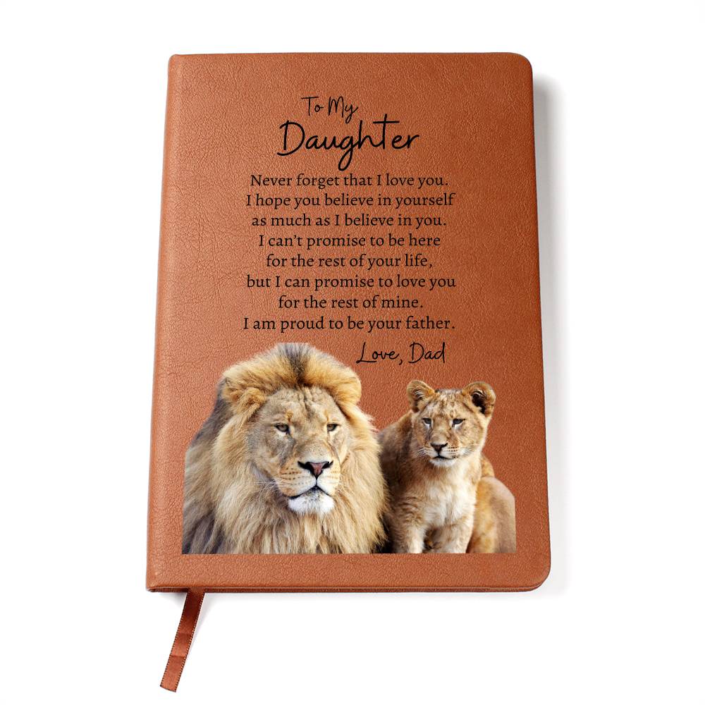 To My Daughter - Love Dad | Leather Journal | Lion & Lion Cub