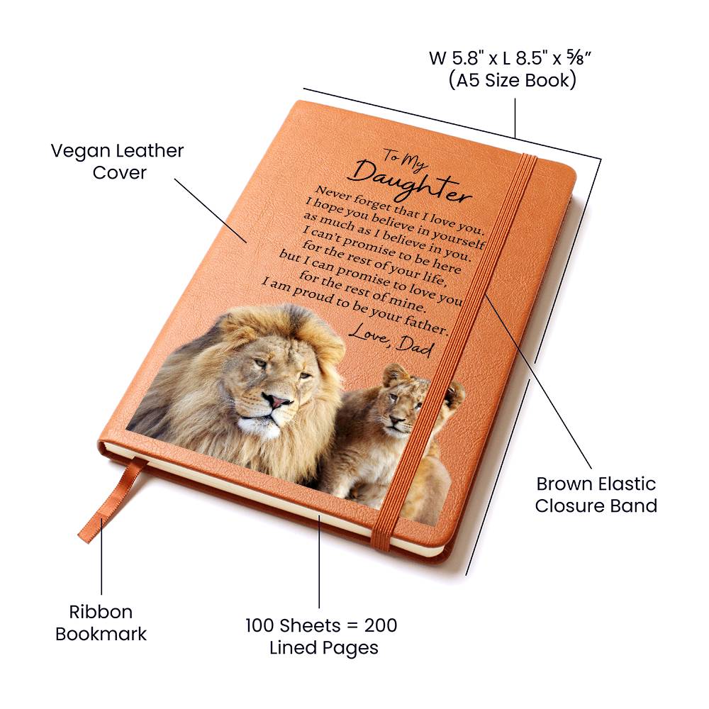To My Daughter - Love Dad | Leather Journal | Lion & Lion Cub