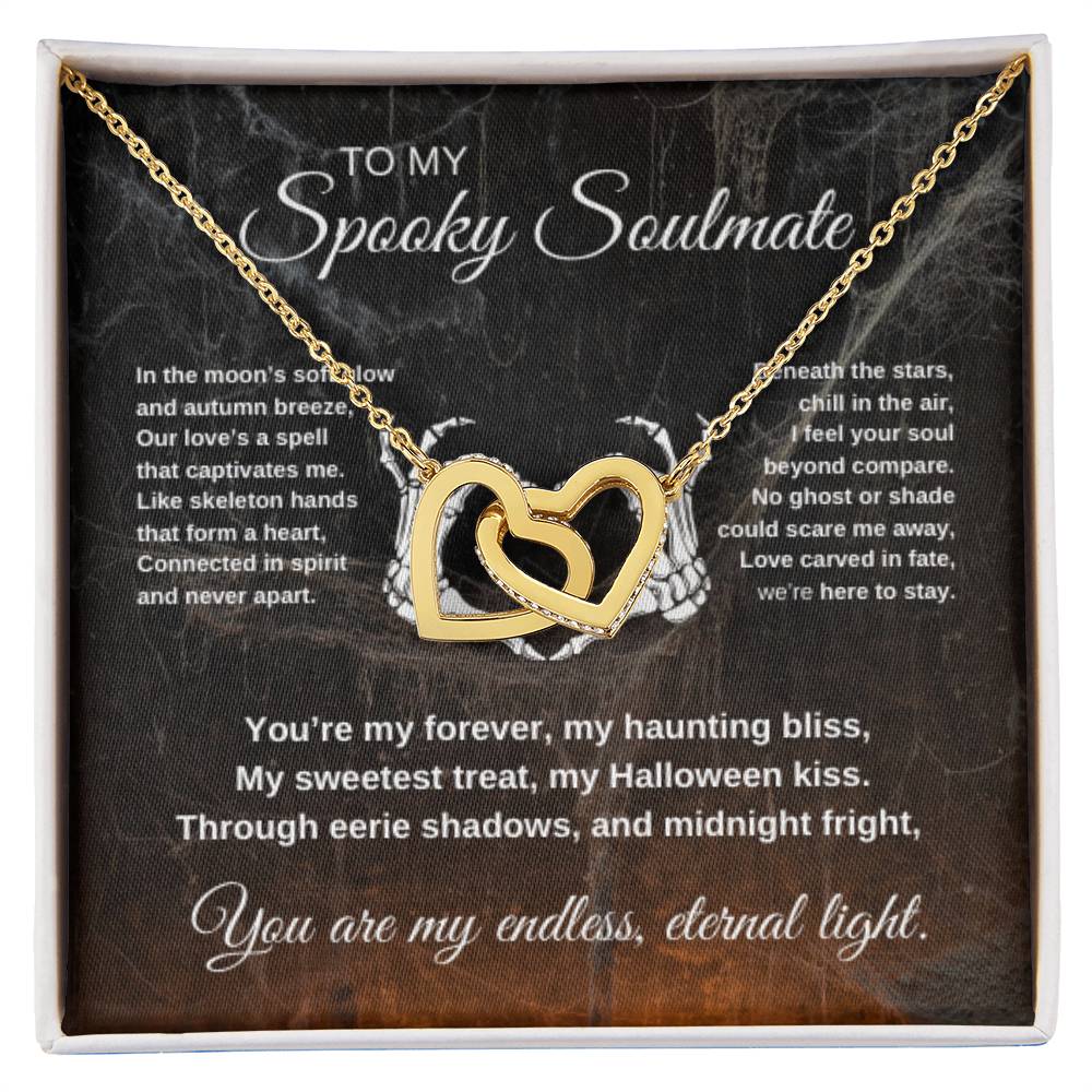 To My Spooky Soulmate | Webs with Firelight | Interlocking Hearts Necklace | Halloween Gift