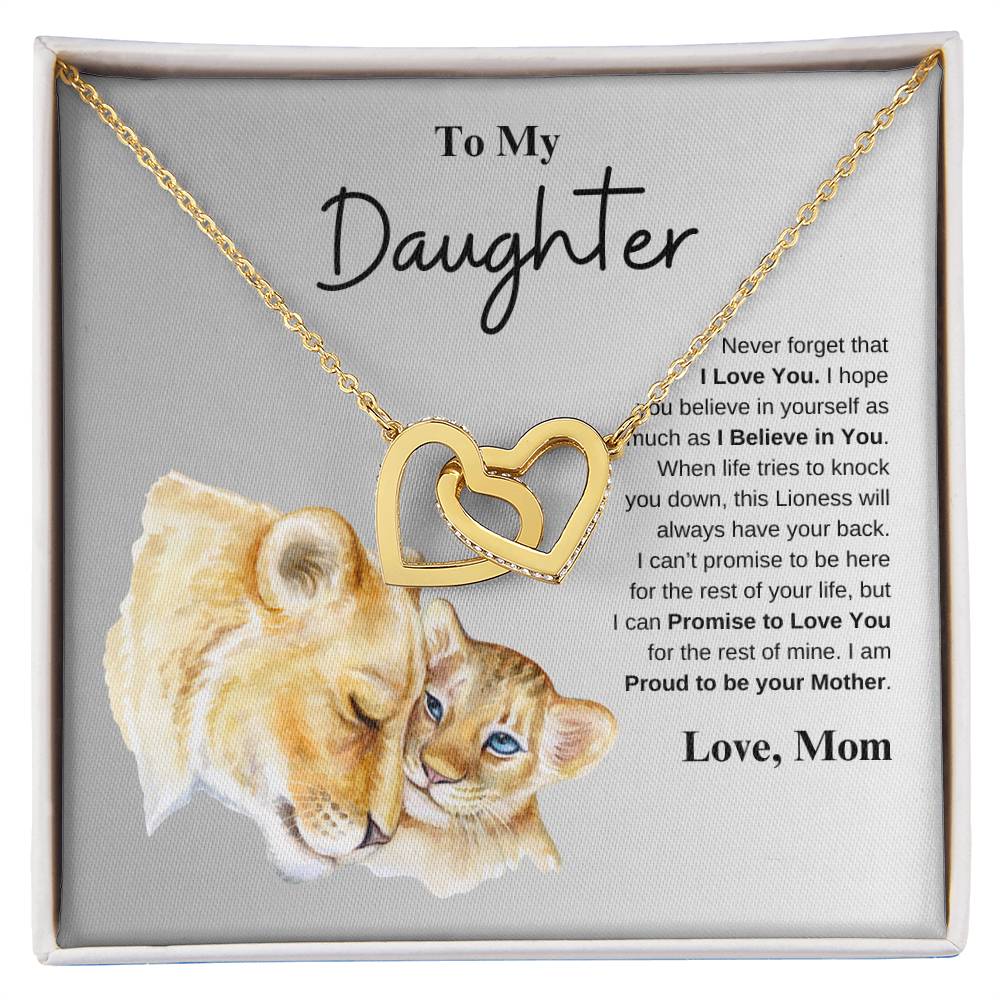 To My Daughter Love Mom | Interlocking Hearts Necklace