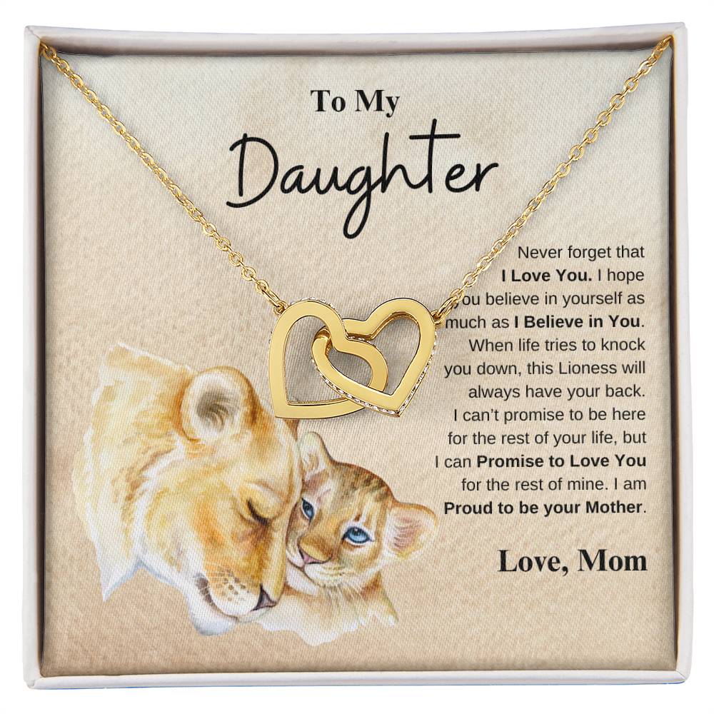 To My Daughter Love Mom | Interlocking Hearts Necklace