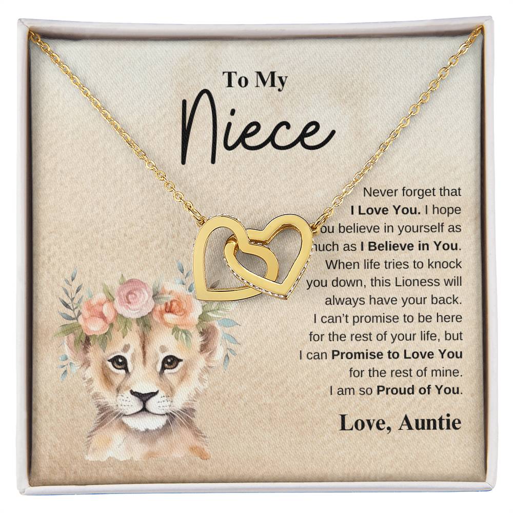 To My Niece Love Auntie | Interlocking Hearts Necklace