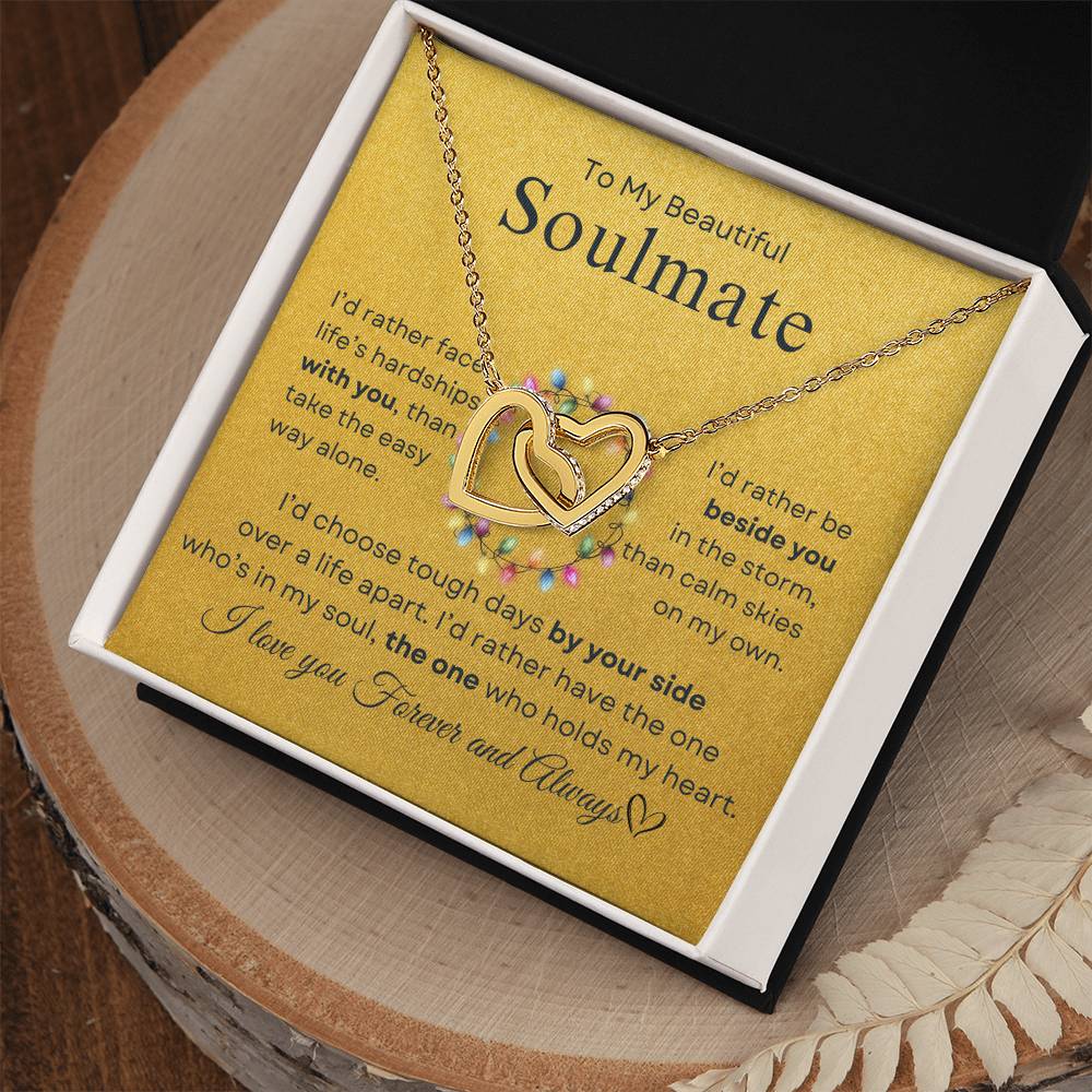 To My Beautiful Soulmate | Interlocking Hearts Necklace