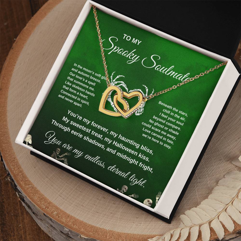 To My Spooky Soulmate | Dancing Skeletons | Interlocking Hearts Necklace | Halloween Gift