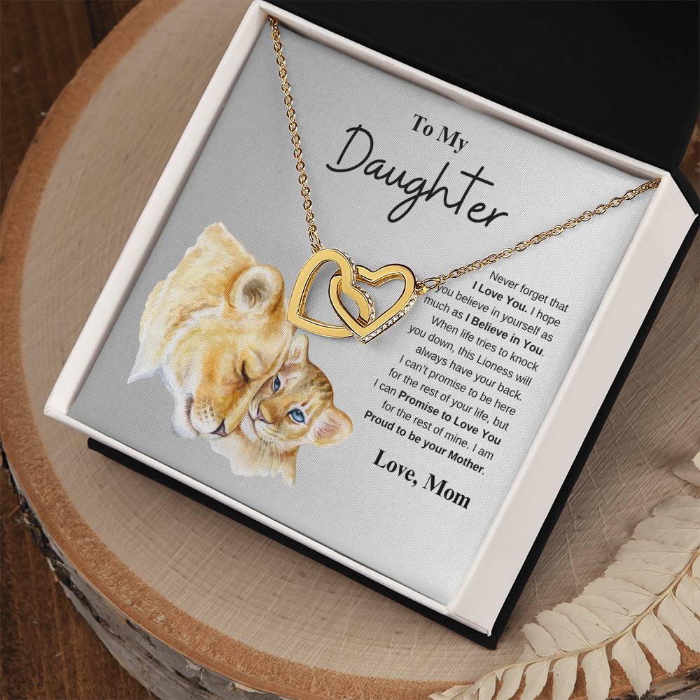 To My Daughter Love Mom | Interlocking Hearts Necklace