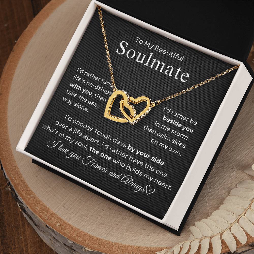 To My Beautiful Soulmate | Interlocking Hearts Necklace