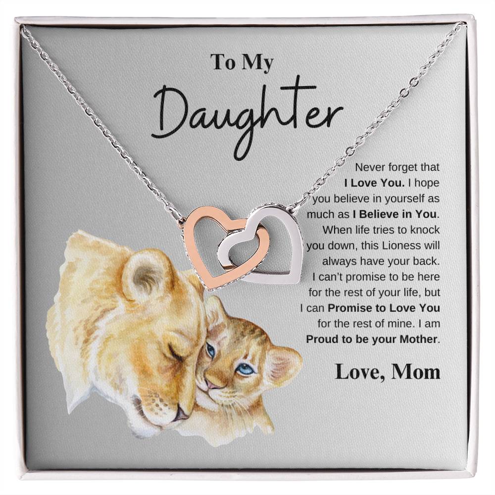 To My Daughter Love Mom | Interlocking Hearts Necklace