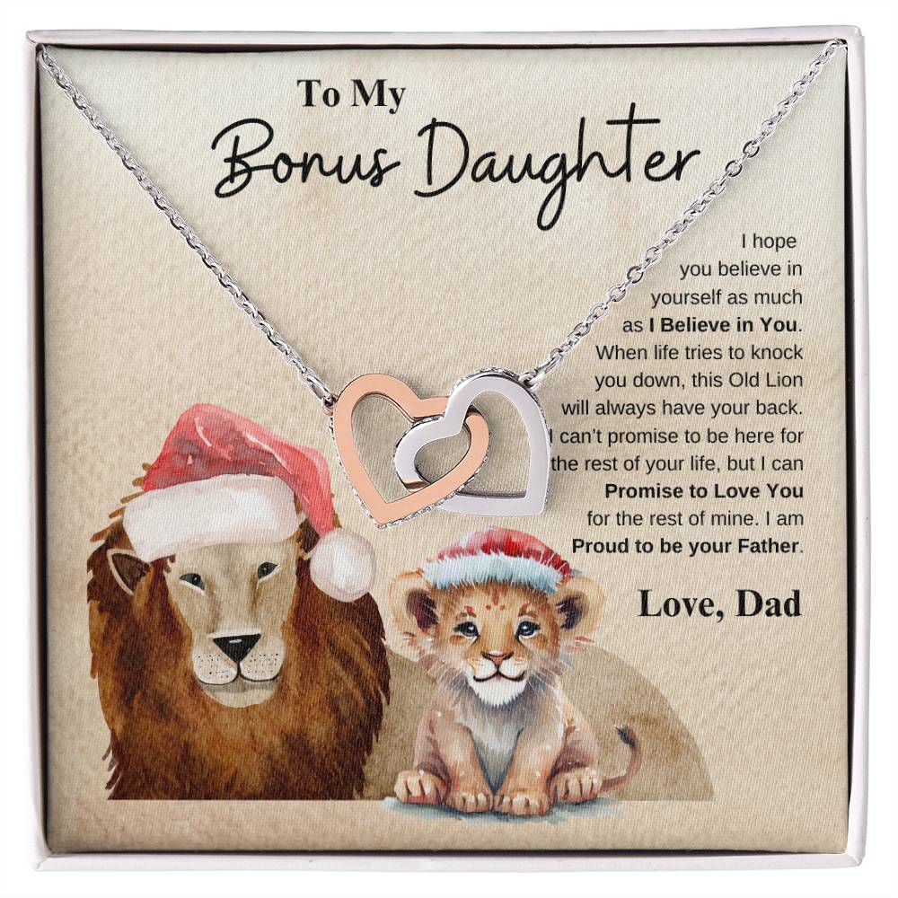 To My Bonus Daughter Love Dad | Interlocking Hearts Necklace