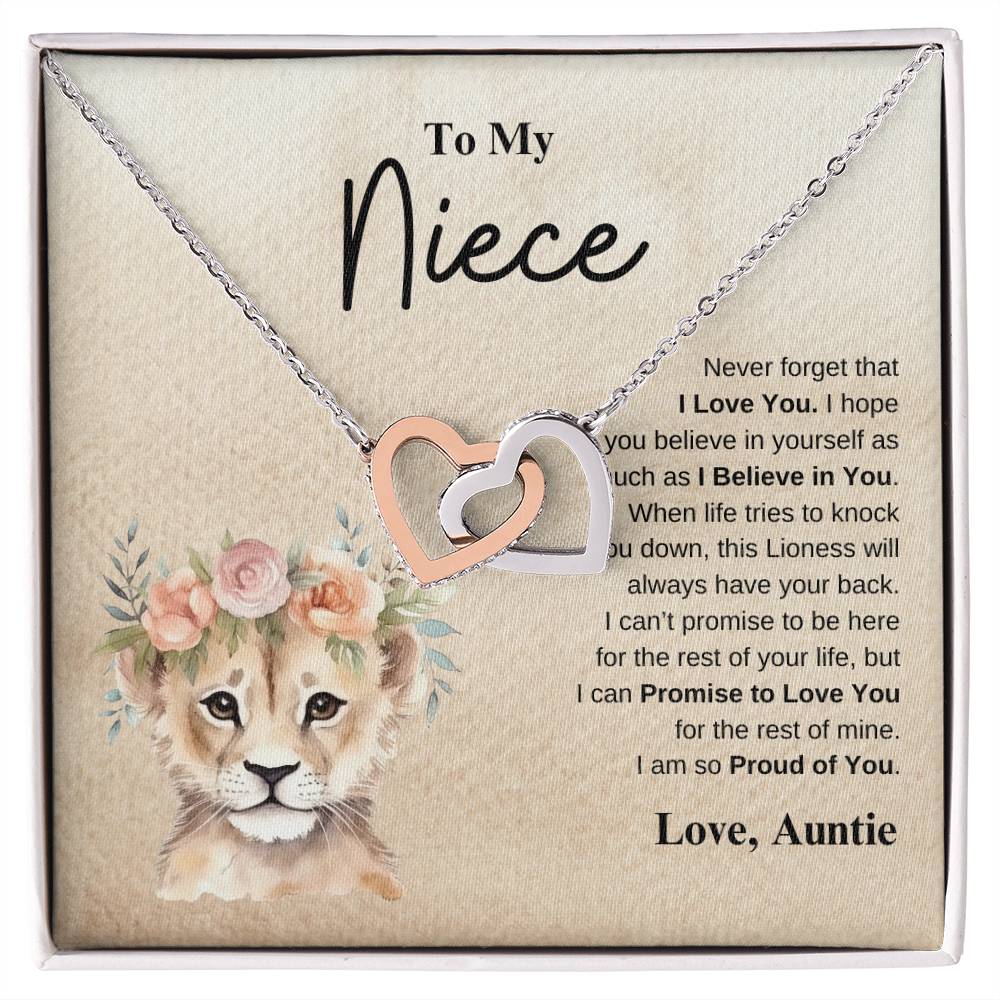 To My Niece Love Auntie | Interlocking Hearts Necklace