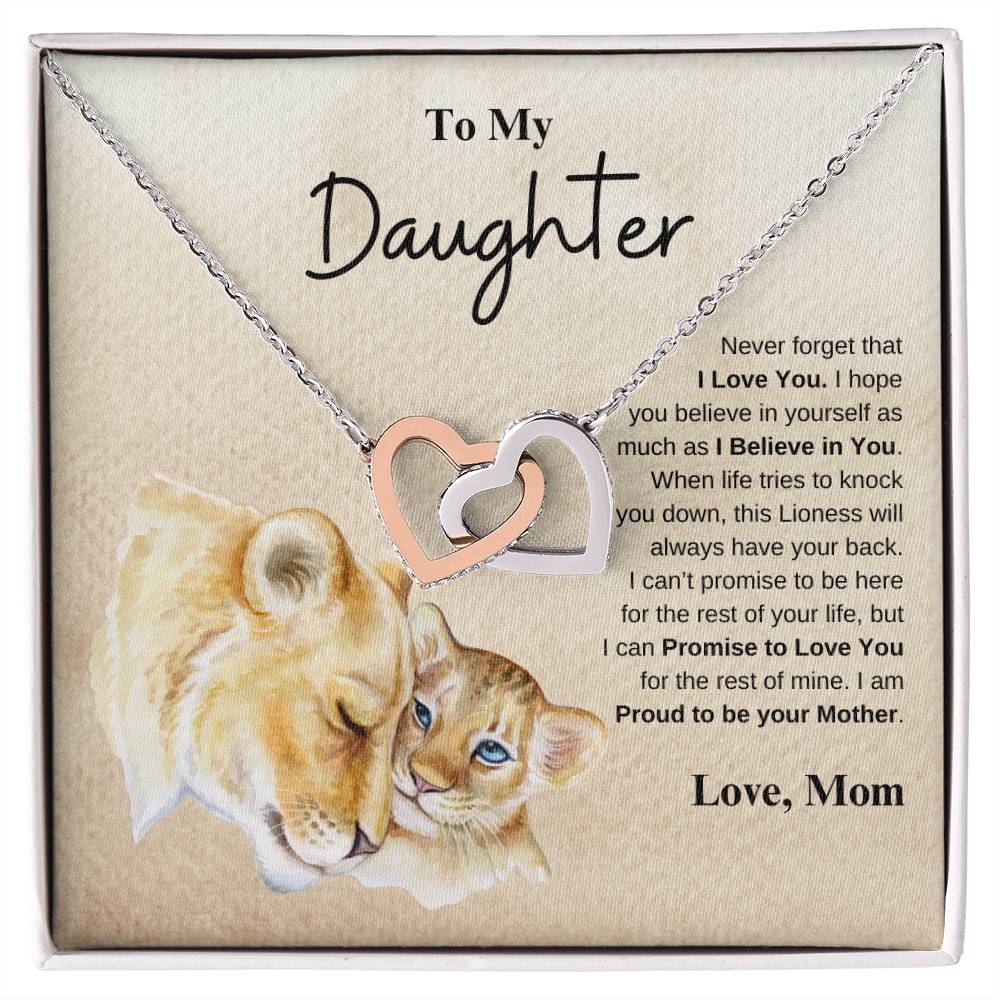 To My Daughter Love Mom | Interlocking Hearts Necklace