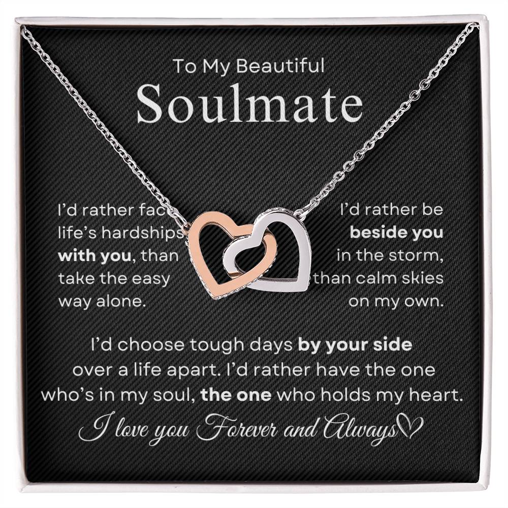 To My Beautiful Soulmate | Interlocking Hearts Necklace