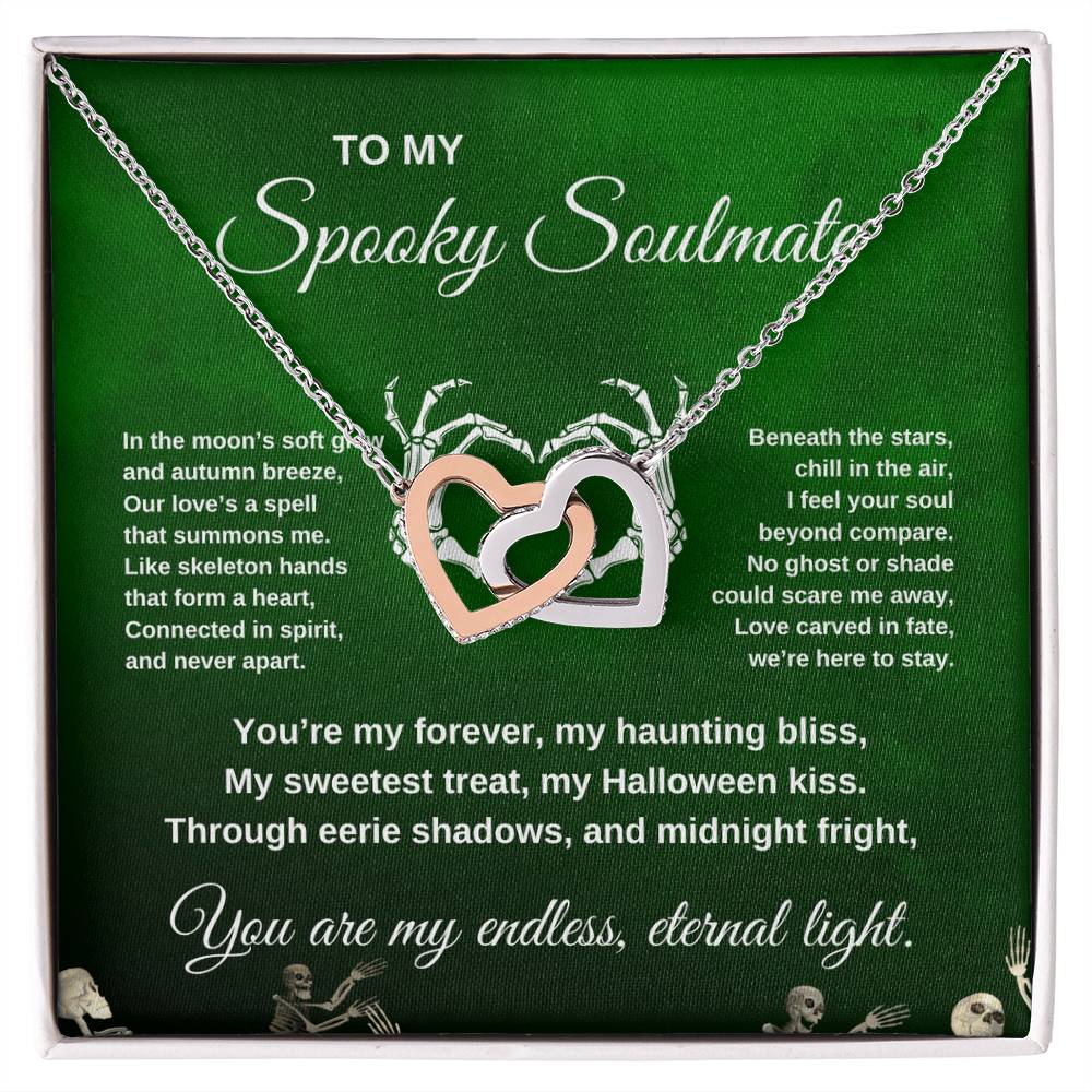 To My Spooky Soulmate | Dancing Skeletons | Interlocking Hearts Necklace | Halloween Gift
