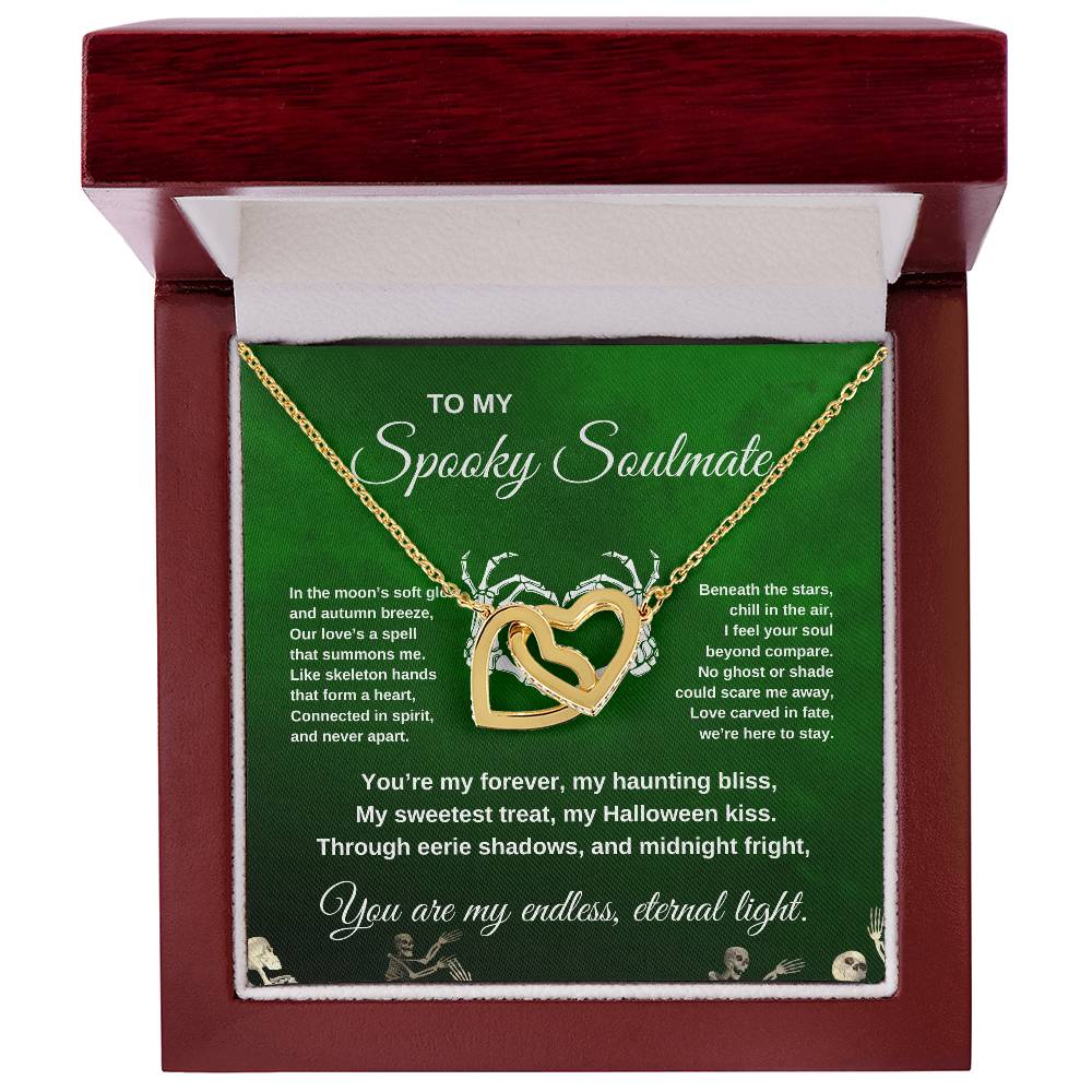 To My Spooky Soulmate | Dancing Skeletons | Interlocking Hearts Necklace | Halloween Gift