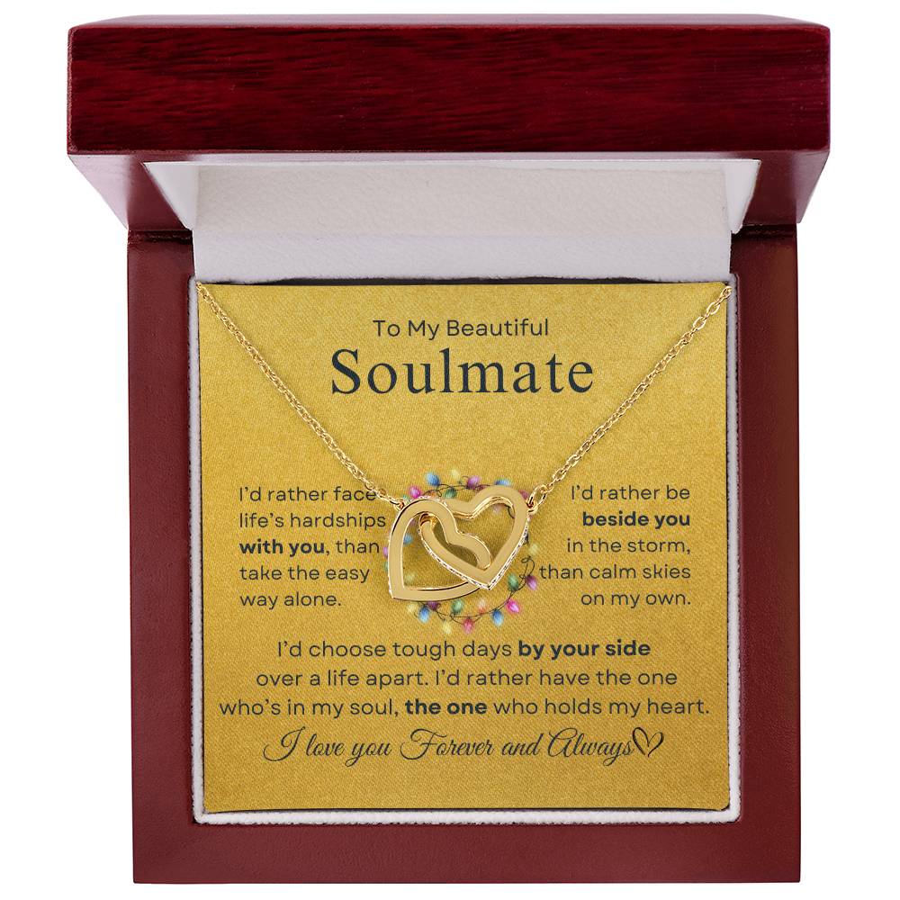 To My Beautiful Soulmate | Interlocking Hearts Necklace