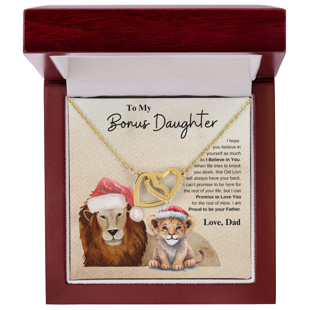 To My Bonus Daughter Love Dad | Interlocking Hearts Necklace