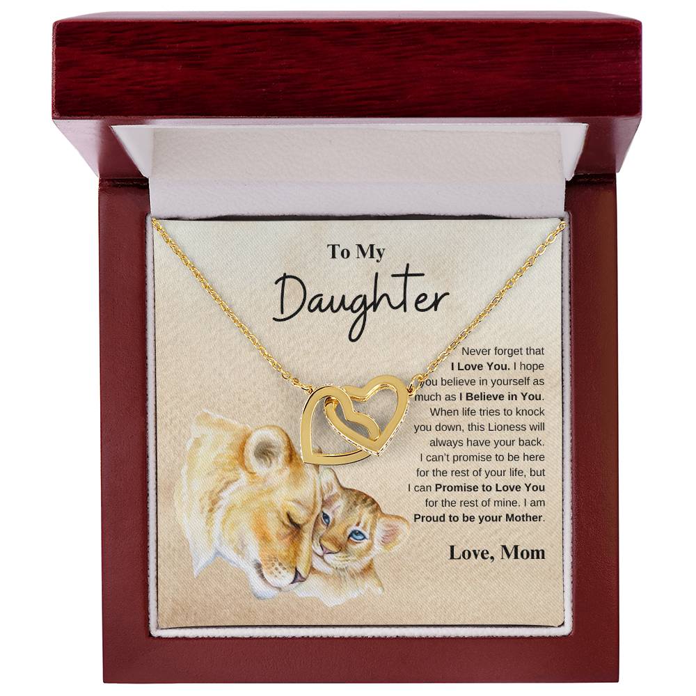 To My Daughter Love Mom | Interlocking Hearts Necklace