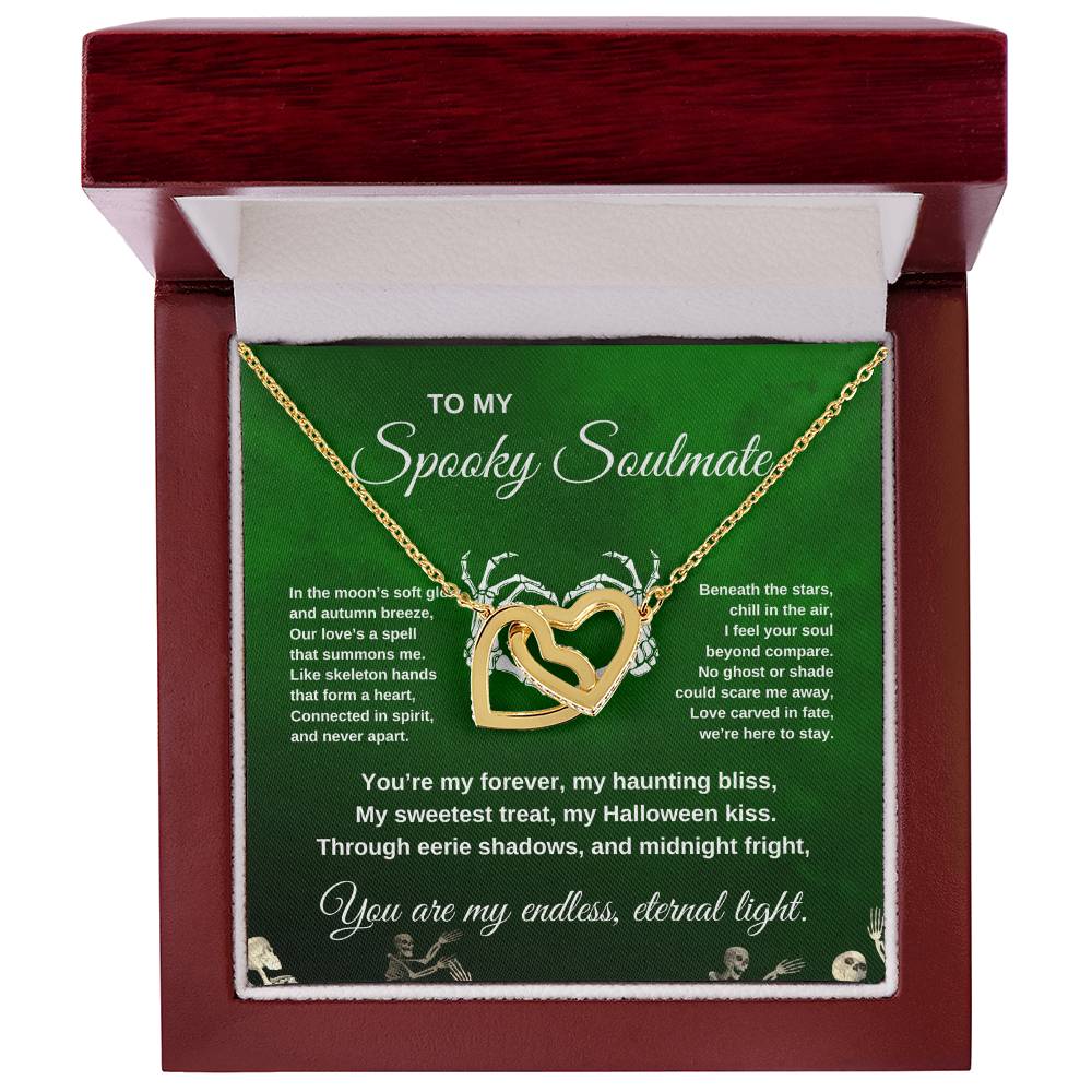 To My Spooky Soulmate | Dancing Skeletons | Interlocking Hearts Necklace | Halloween Gift
