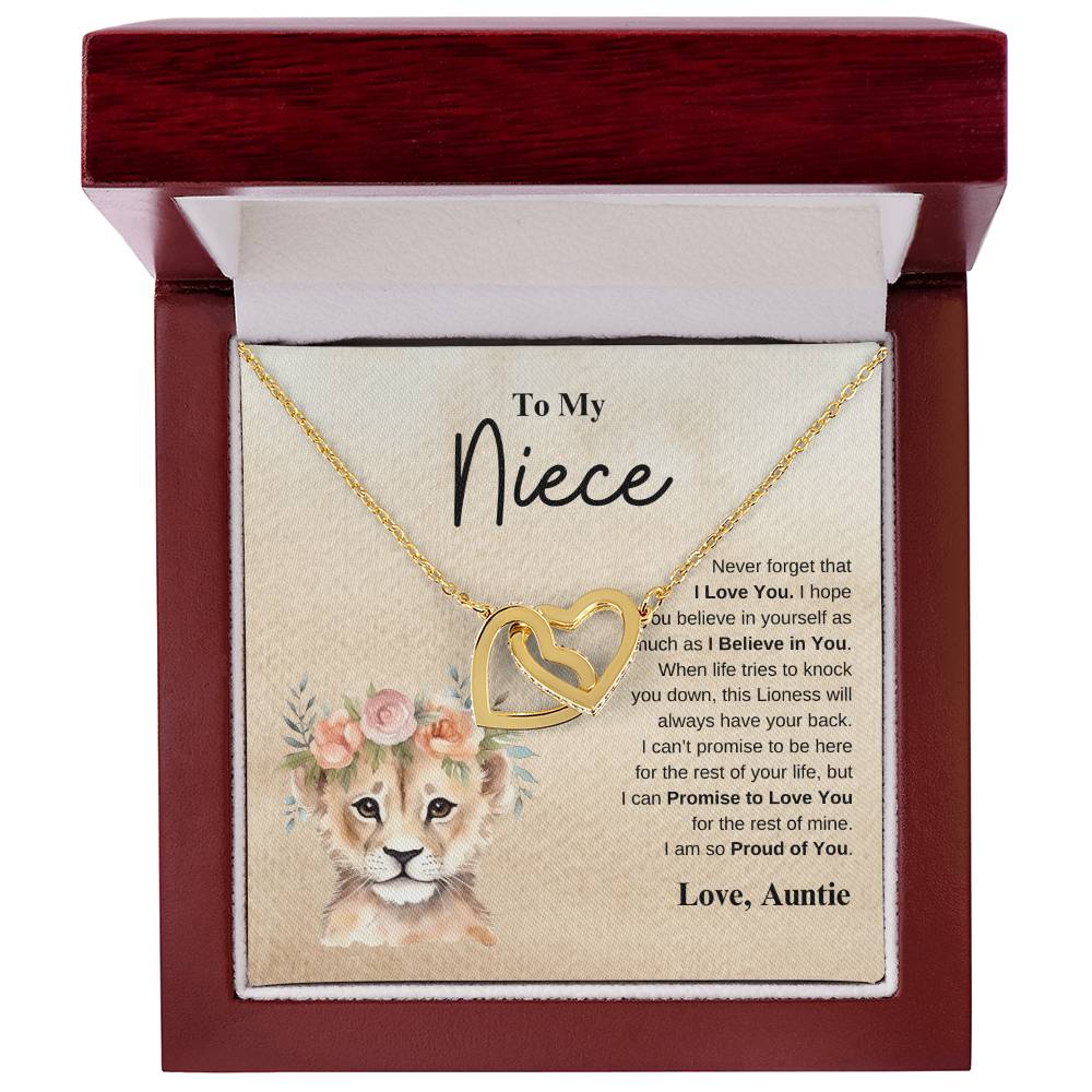 To My Niece Love Auntie | Interlocking Hearts Necklace