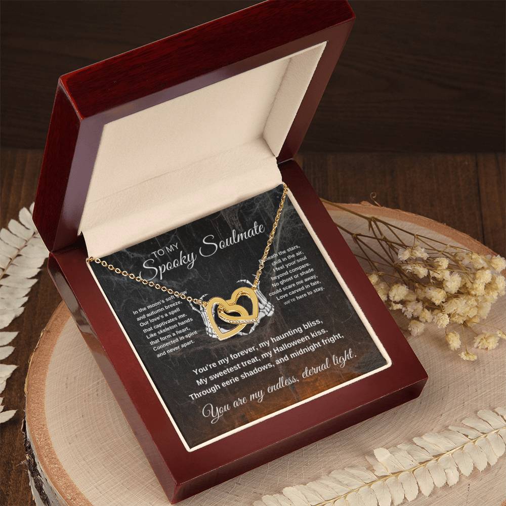 To My Spooky Soulmate | Webs with Firelight | Interlocking Hearts Necklace | Halloween Gift