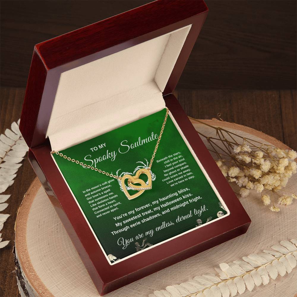 To My Spooky Soulmate | Dancing Skeletons | Interlocking Hearts Necklace | Halloween Gift