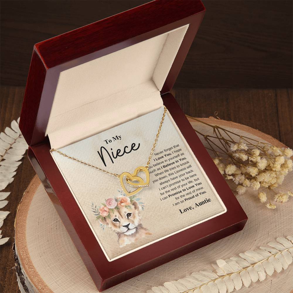 To My Niece Love Auntie | Interlocking Hearts Necklace