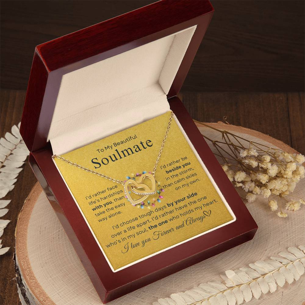 To My Beautiful Soulmate | Interlocking Hearts Necklace