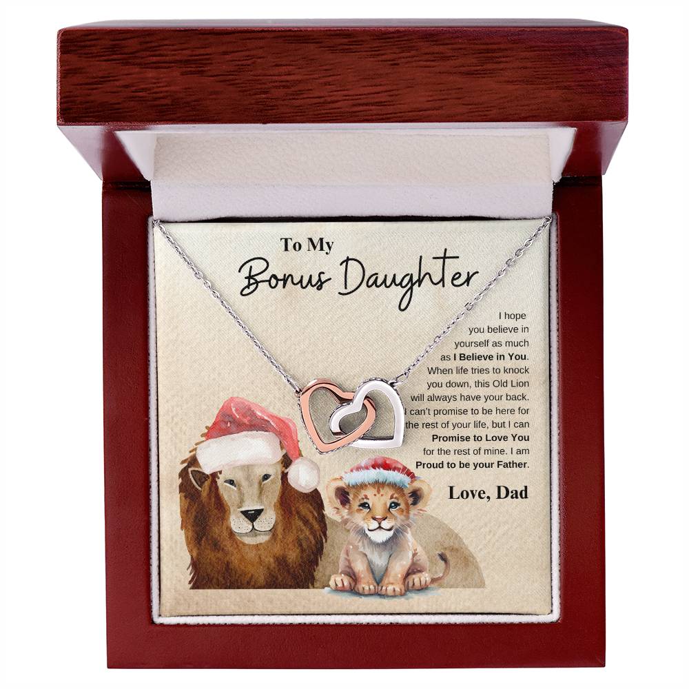 To My Bonus Daughter Love Dad | Interlocking Hearts Necklace