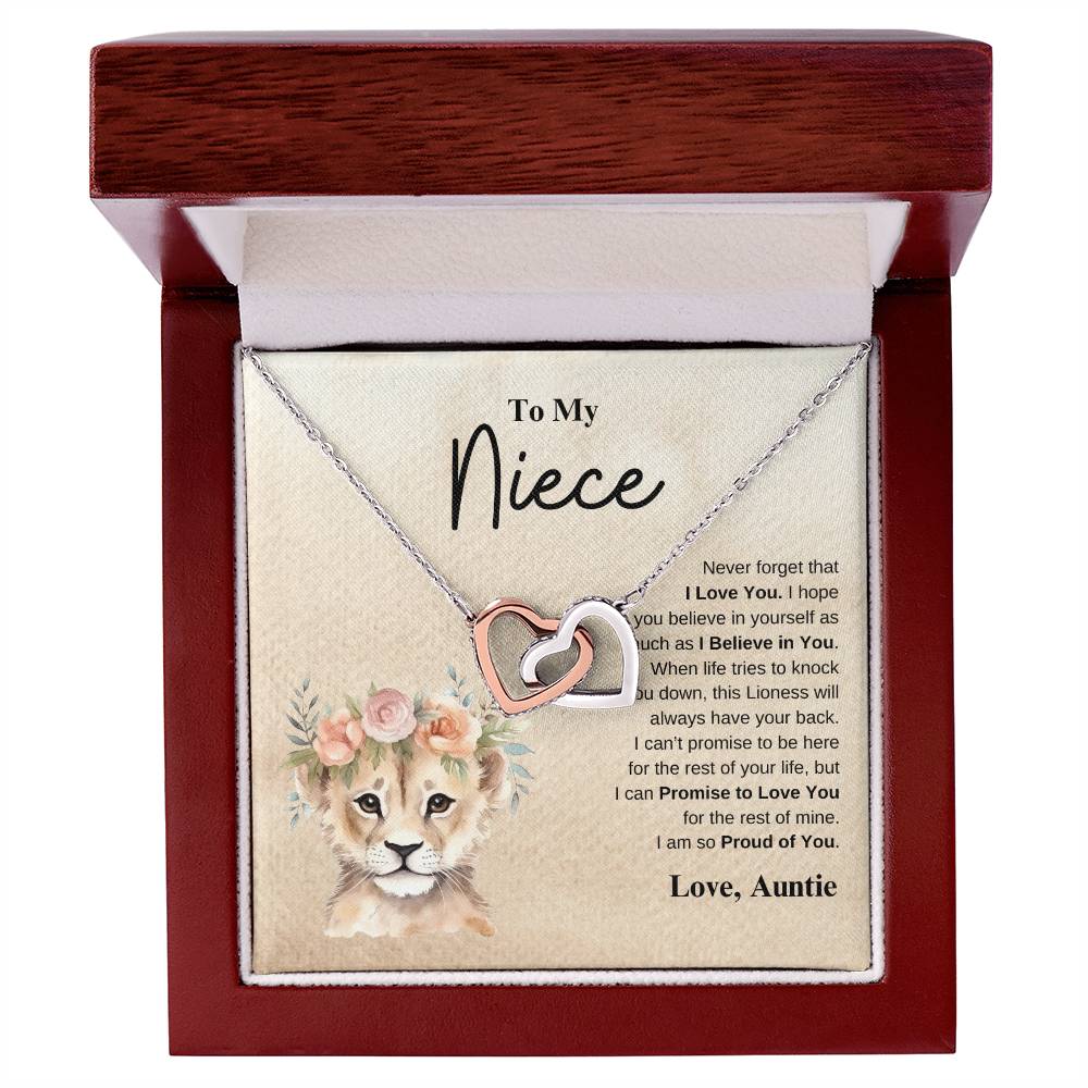 To My Niece Love Auntie | Interlocking Hearts Necklace