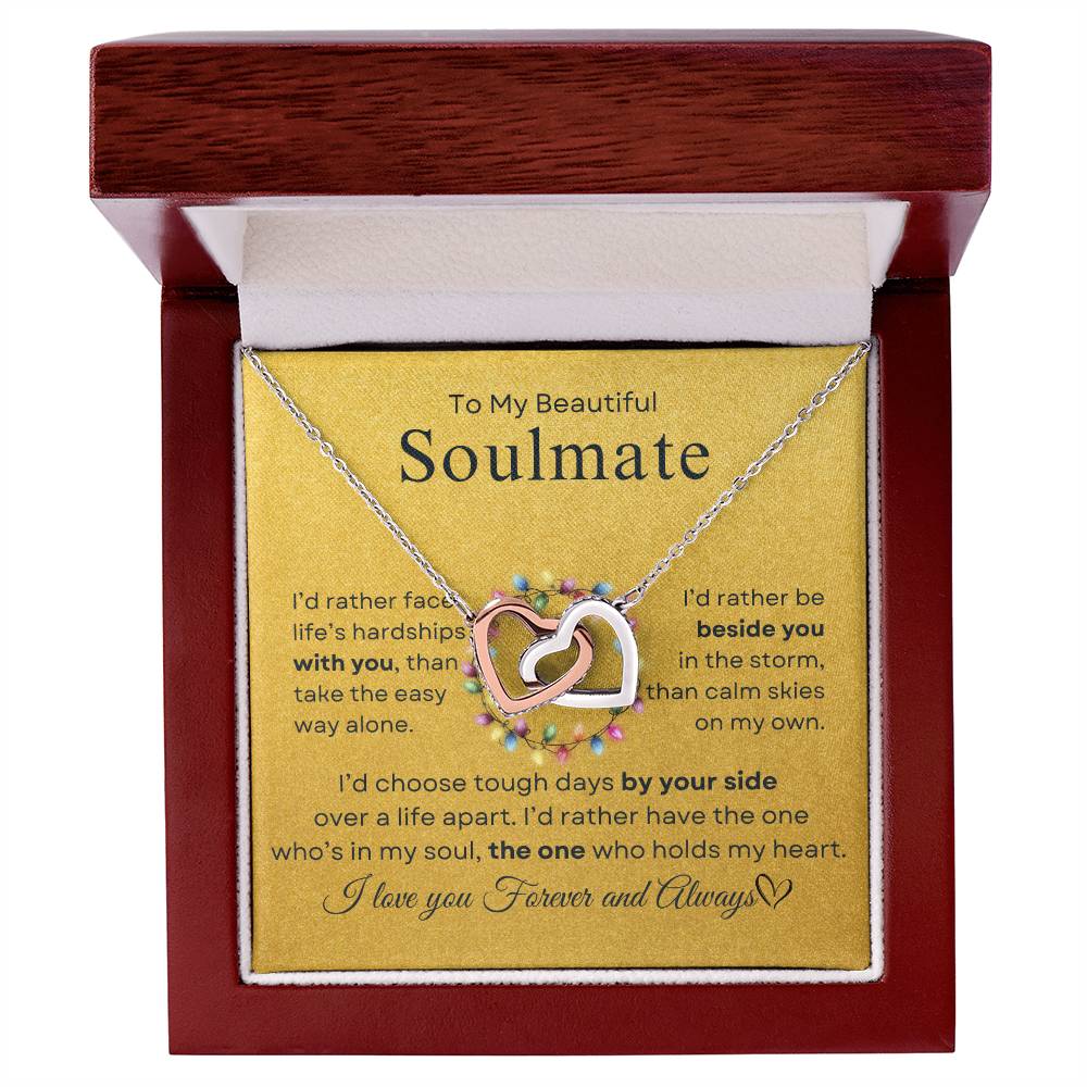 To My Beautiful Soulmate | Interlocking Hearts Necklace