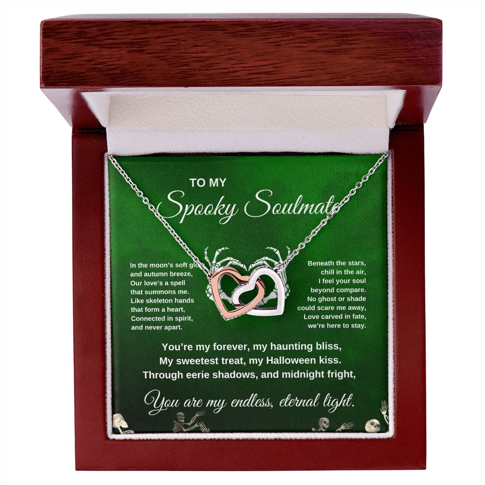 To My Spooky Soulmate | Dancing Skeletons | Interlocking Hearts Necklace | Halloween Gift