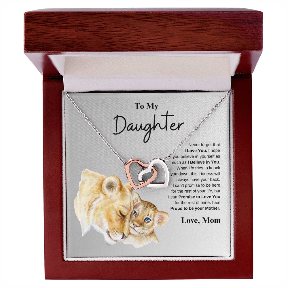 To My Daughter Love Mom | Interlocking Hearts Necklace