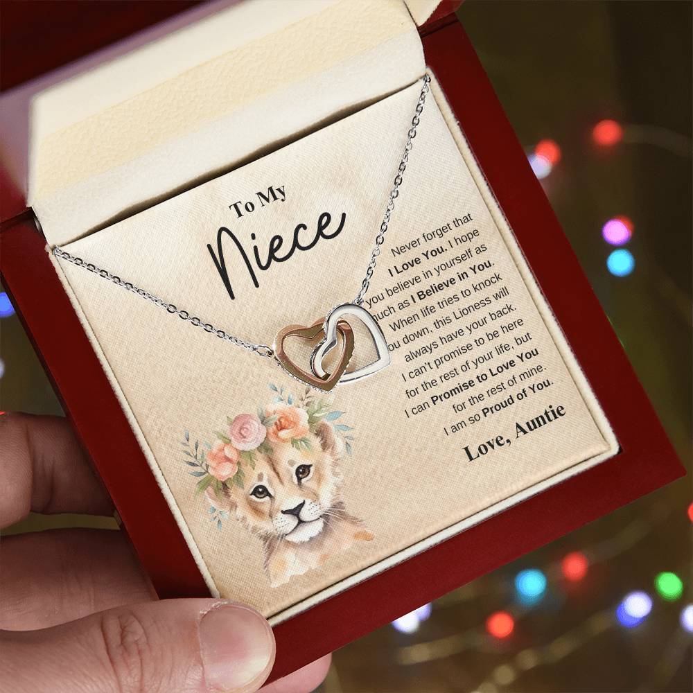 To My Niece Love Auntie | Interlocking Hearts Necklace