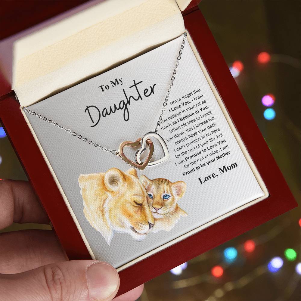 To My Daughter Love Mom | Interlocking Hearts Necklace
