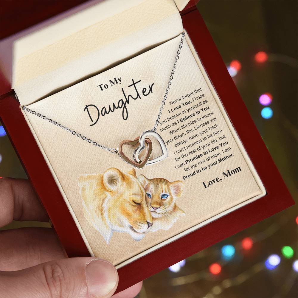 To My Daughter Love Mom | Interlocking Hearts Necklace