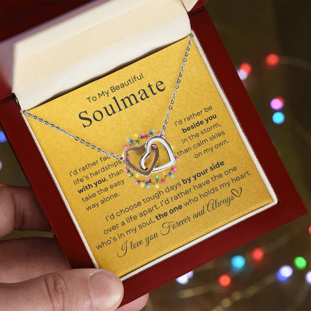 To My Beautiful Soulmate | Interlocking Hearts Necklace