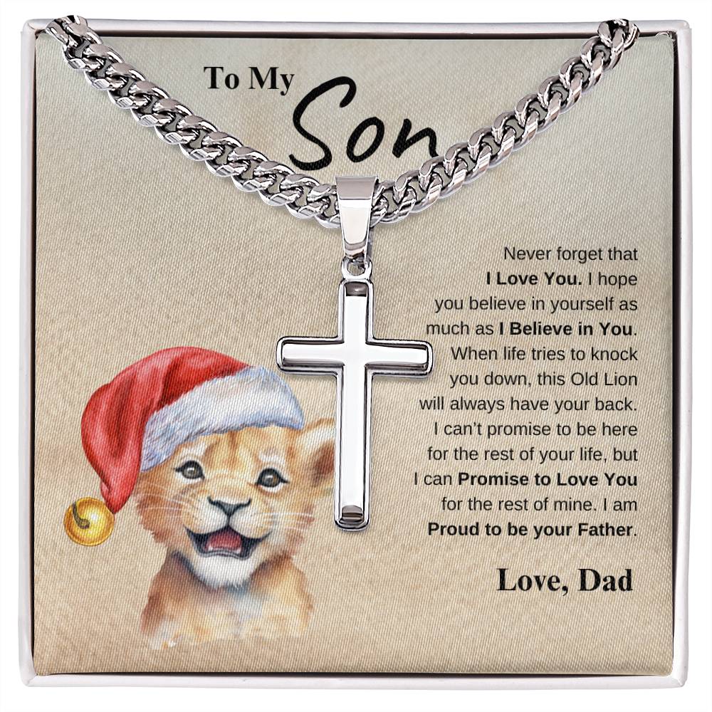To My Son Love Dad | Cuban Link Chain with Artisan Cross