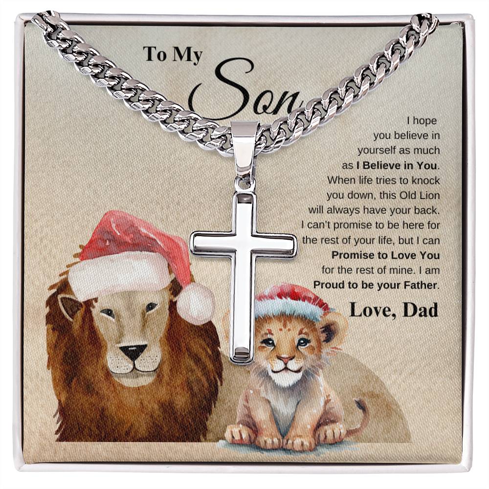 To My Son Love Dad | Cuban Link Chain with Artisan Cross