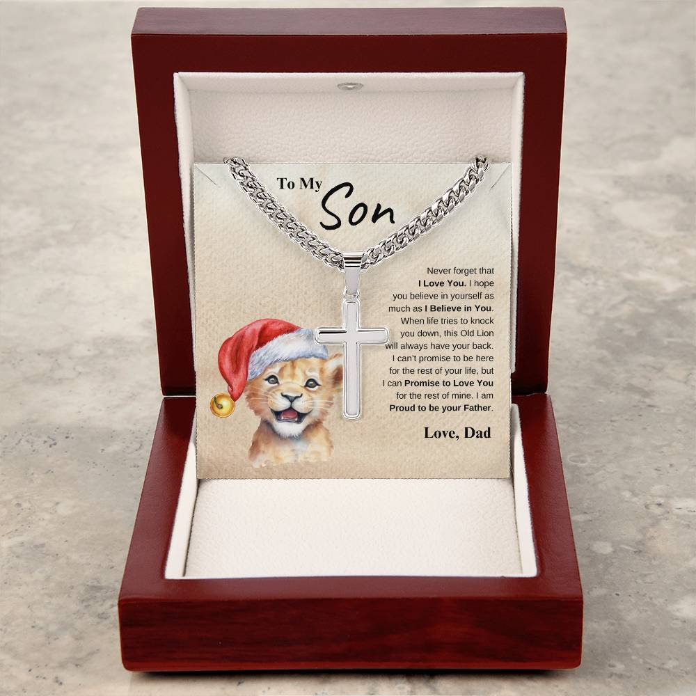 To My Son Love Dad | Cuban Link Chain with Artisan Cross