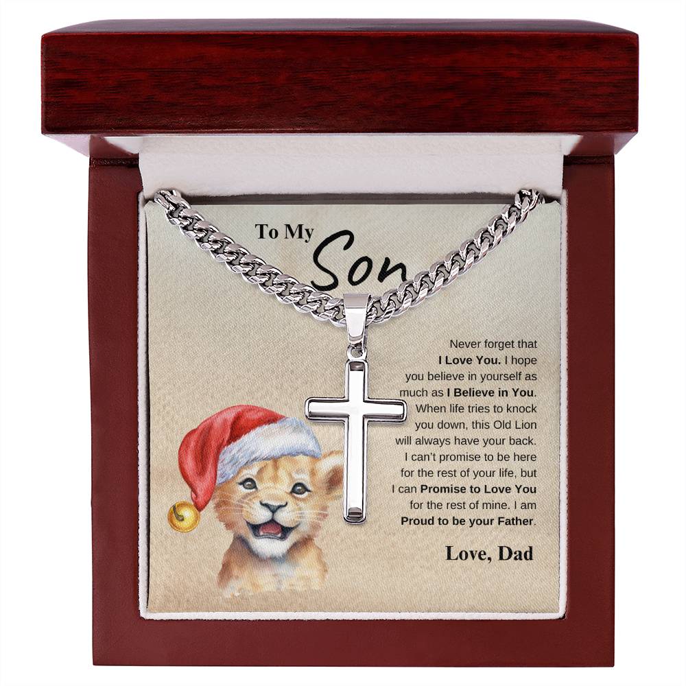 To My Son Love Dad | Cuban Link Chain with Artisan Cross
