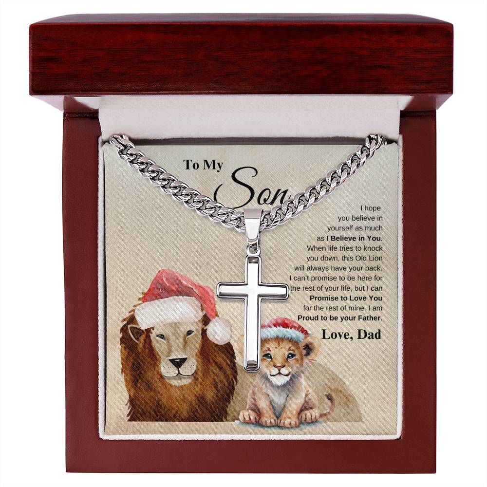 To My Son Love Dad | Cuban Link Chain with Artisan Cross