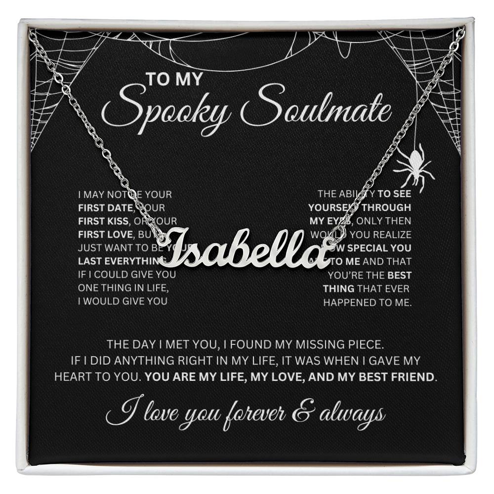 To My Spooky Soulmate | Custom Name Neckace | Halloween Soulmate Gift (black background)