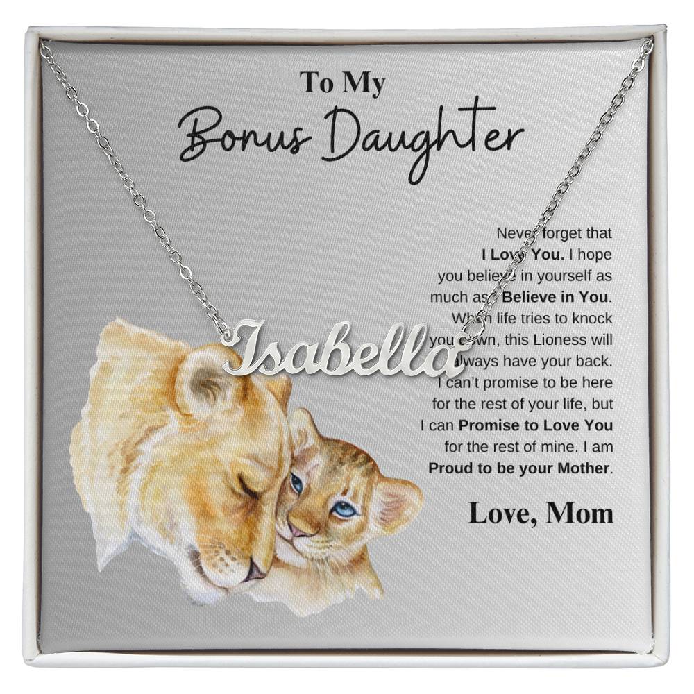 To My Bonus Daughter Love Mom | Custom Name Necklace