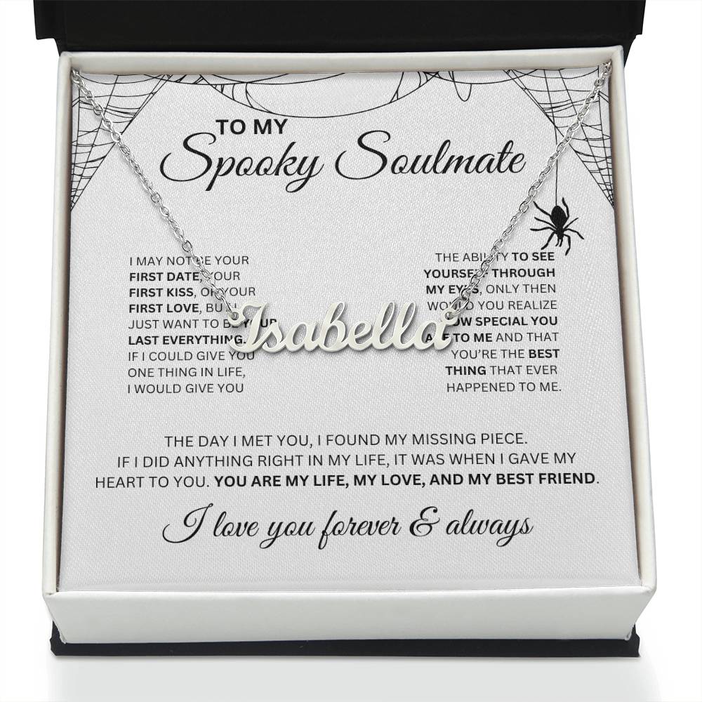 To My Spooky Soulmate | Custome Name Necklace | Halloween Soulmate Gift (white background)