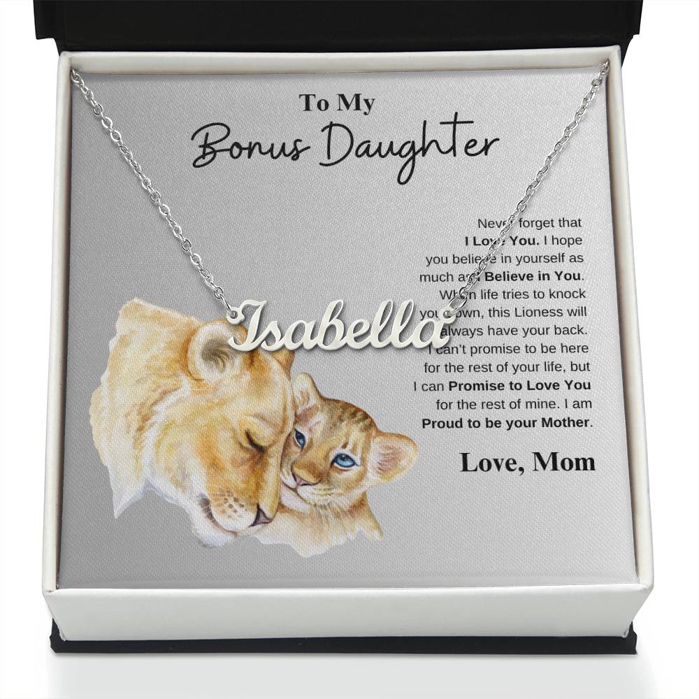 To My Bonus Daughter Love Mom | Custom Name Necklace