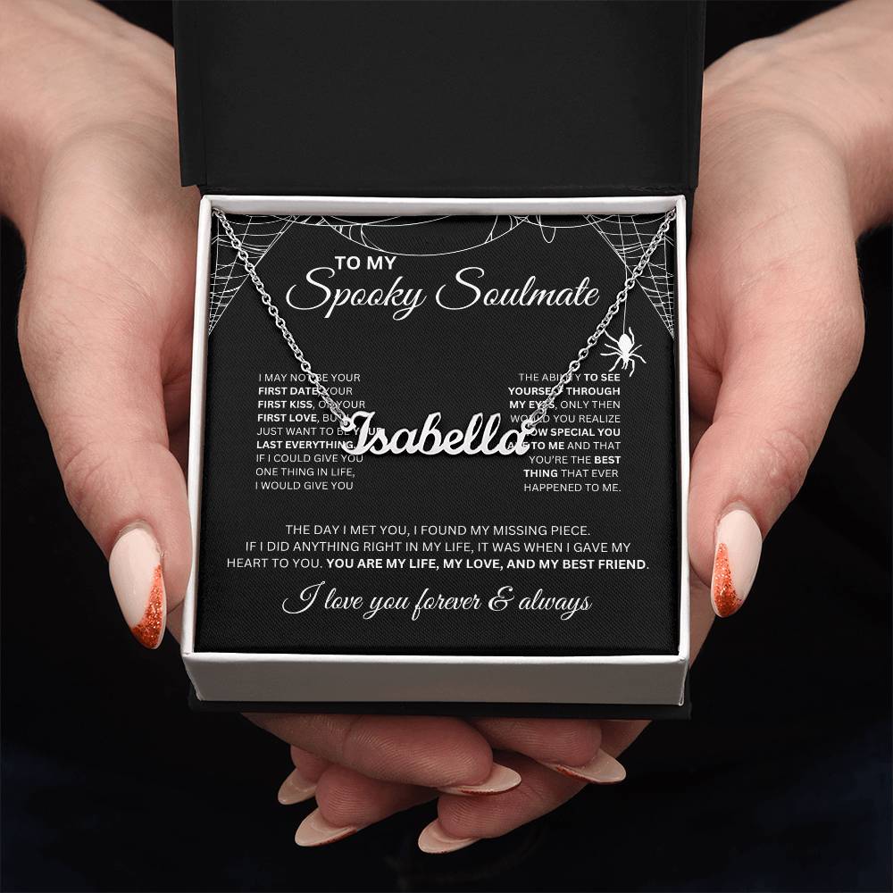 To My Spooky Soulmate | Custom Name Neckace | Halloween Soulmate Gift (black background)