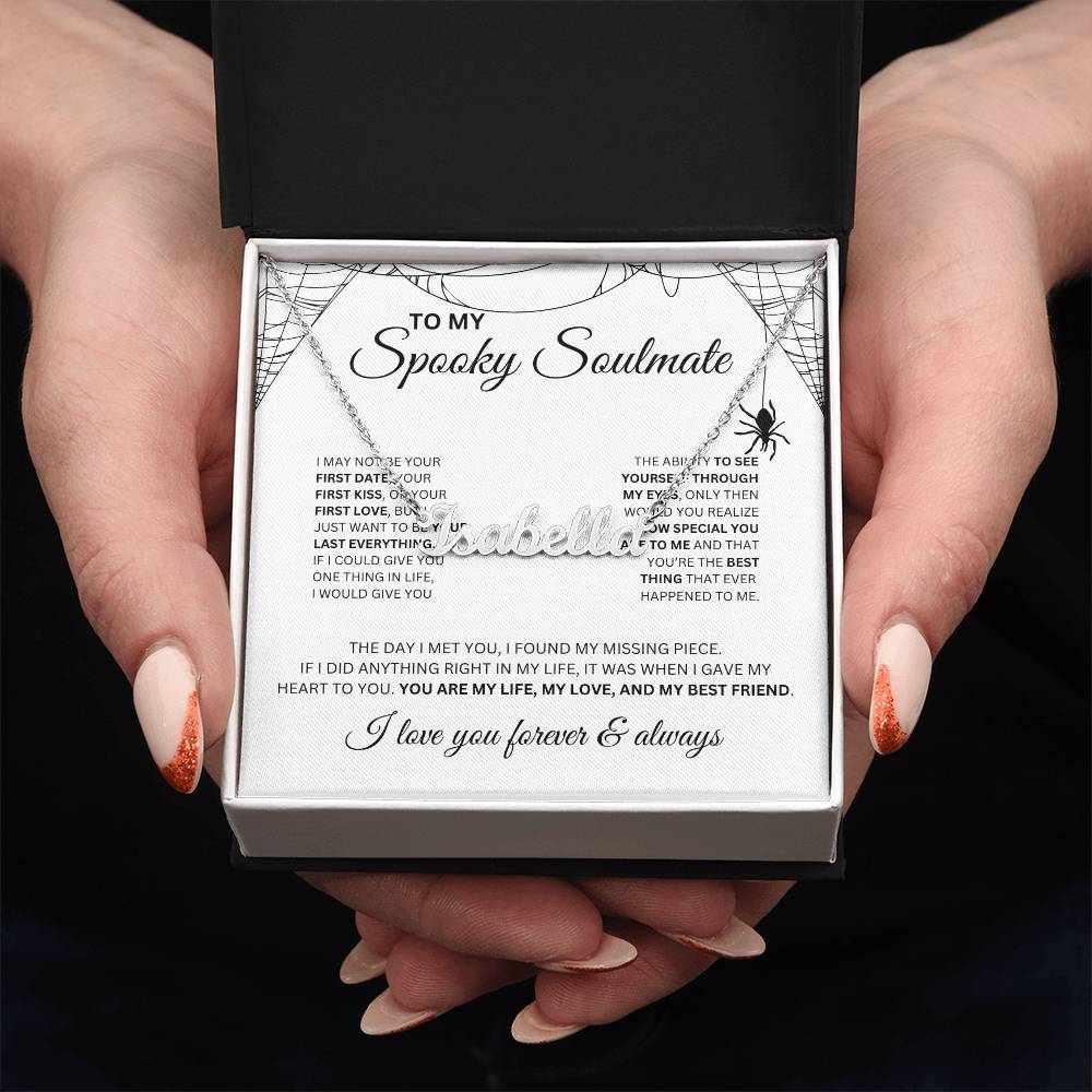 To My Spooky Soulmate | Custome Name Necklace | Halloween Soulmate Gift (white background)
