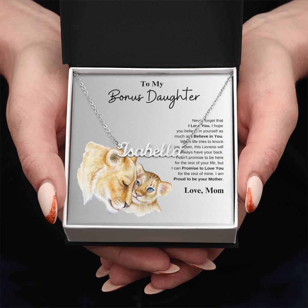 To My Bonus Daughter Love Mom | Custom Name Necklace